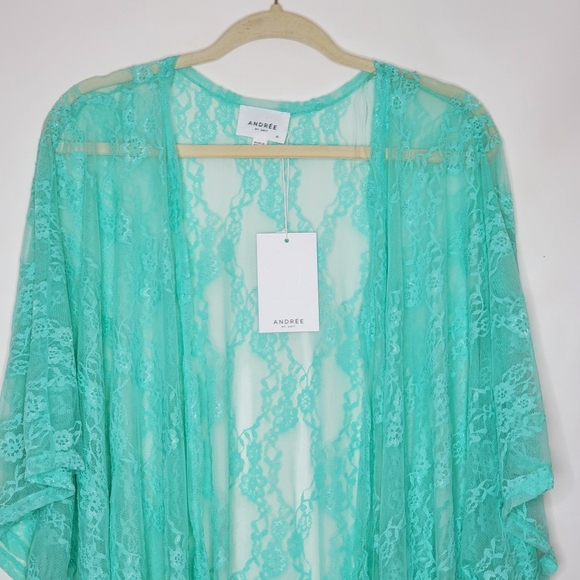 Andree Good Days Ahead Lace Kimono Size 1X Sheer Open Front Festival Top NEW - Picture 3 of 11